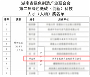 喜訊！譚光輝董事長榮膺“湖南省綠色低碳（創(chuàng)新）十大人物”